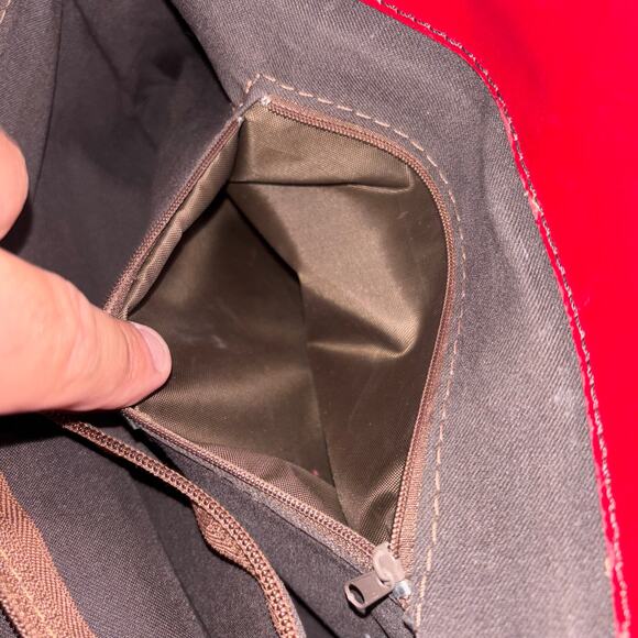 Vera Pelle Italian Leather Handbag – Red & Black Structured Satchel - Picture 8 of 12